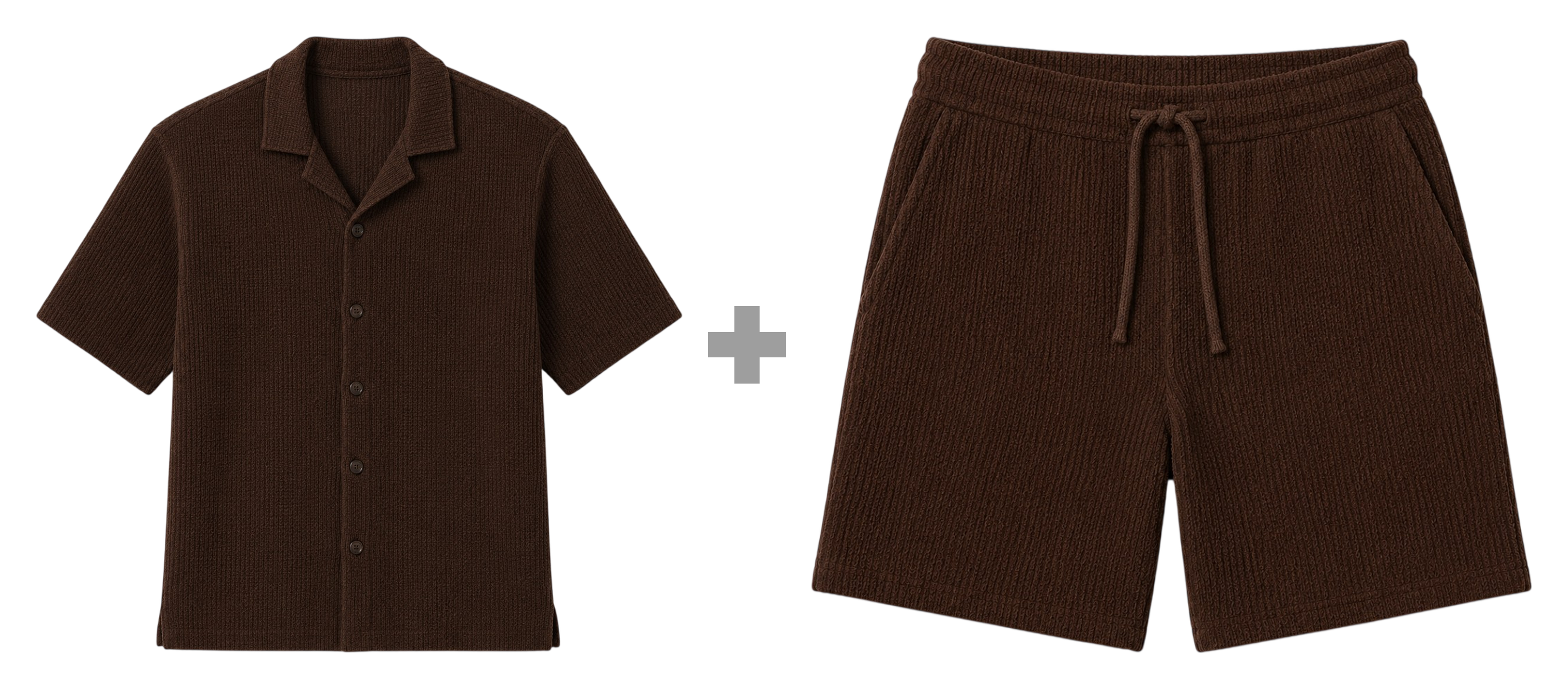 Færdig bundle: shorts og skjorte fritlagt og sat sammen
